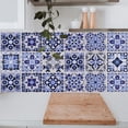 thumbnail image 4 of Pegatinas de azulejos de 24 piezas Unique Bargains, pegatinas de azulejos de pared para armarios de cocina 5.91"x5.91" negro azul, 4 of 6
