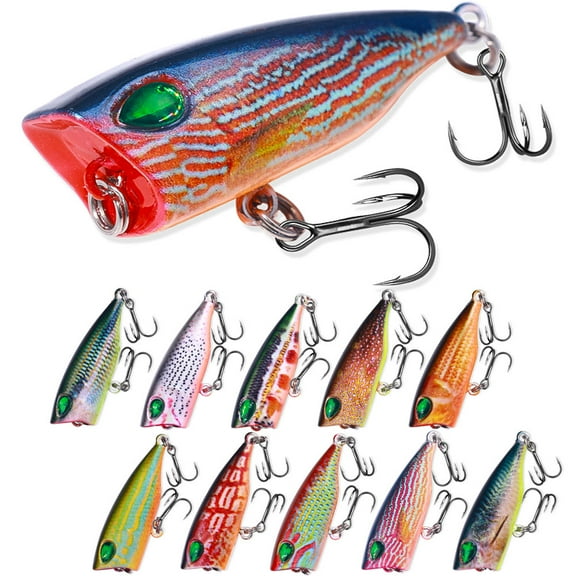 HENGJIA Fishing Lures, Small Minnow Crank Baits Pencil Popper Fishing Lures with Treble Hooks, Topwater Poppers Artificial Hard Swimbaits for Saltwater Freshwater Trout Walleye Salmon Catfish