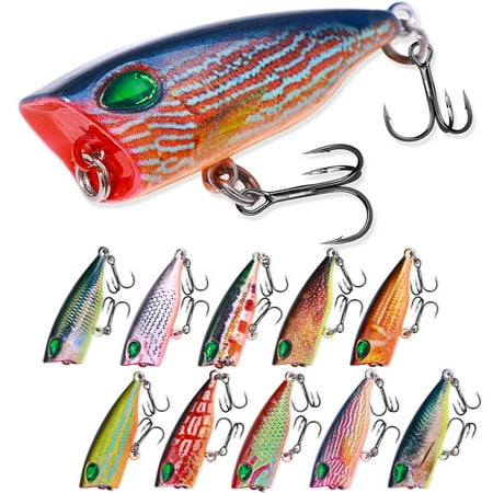 HENGJIA Fishing Lures Small Minnow Crank Baits Pencil Popper Fishing Lures with Treble Hooks Topwater Poppers Artificial Hard Swimbaits for Saltwater Freshwater Trout Walleye Salmon Catfish