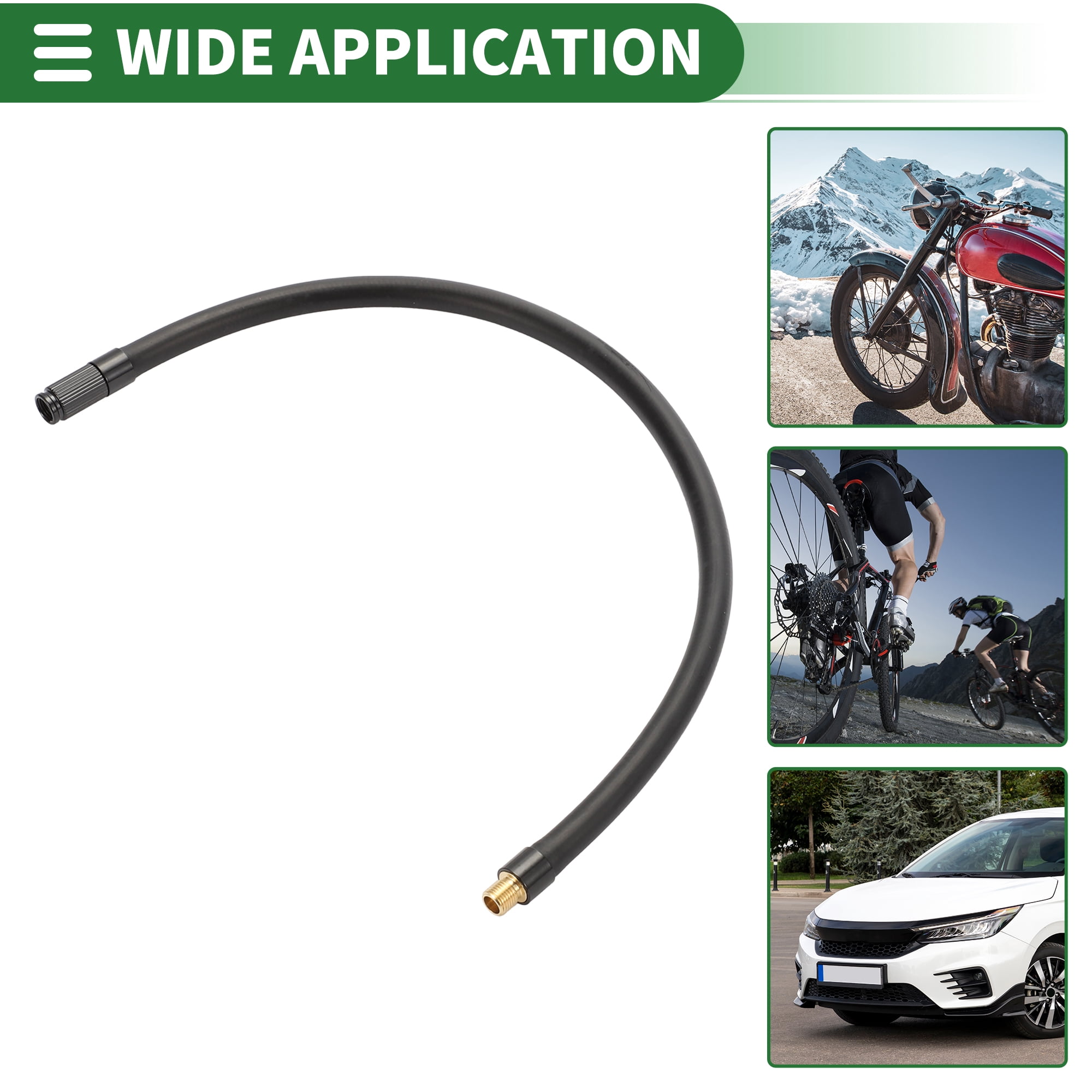 Unique Bargains Tire Inflator Extension Tube Air Pump Hose Adapter 15.75inch Rubber
