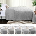 thumbnail image 5 of BNM Fleece Boho Knit Jacquard Blanket, Full/ Queen, Platinum, 5 of 8