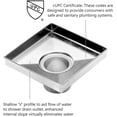 thumbnail image 3 of HEATGENE 4-Inches Square Shower Drain with Flat Cover, Stainless Steel Shower Floor Drain with Removable Quadrato Pattern Grate, Floor Shower Drain with Hair Strainer, Brushed, 3 of 9