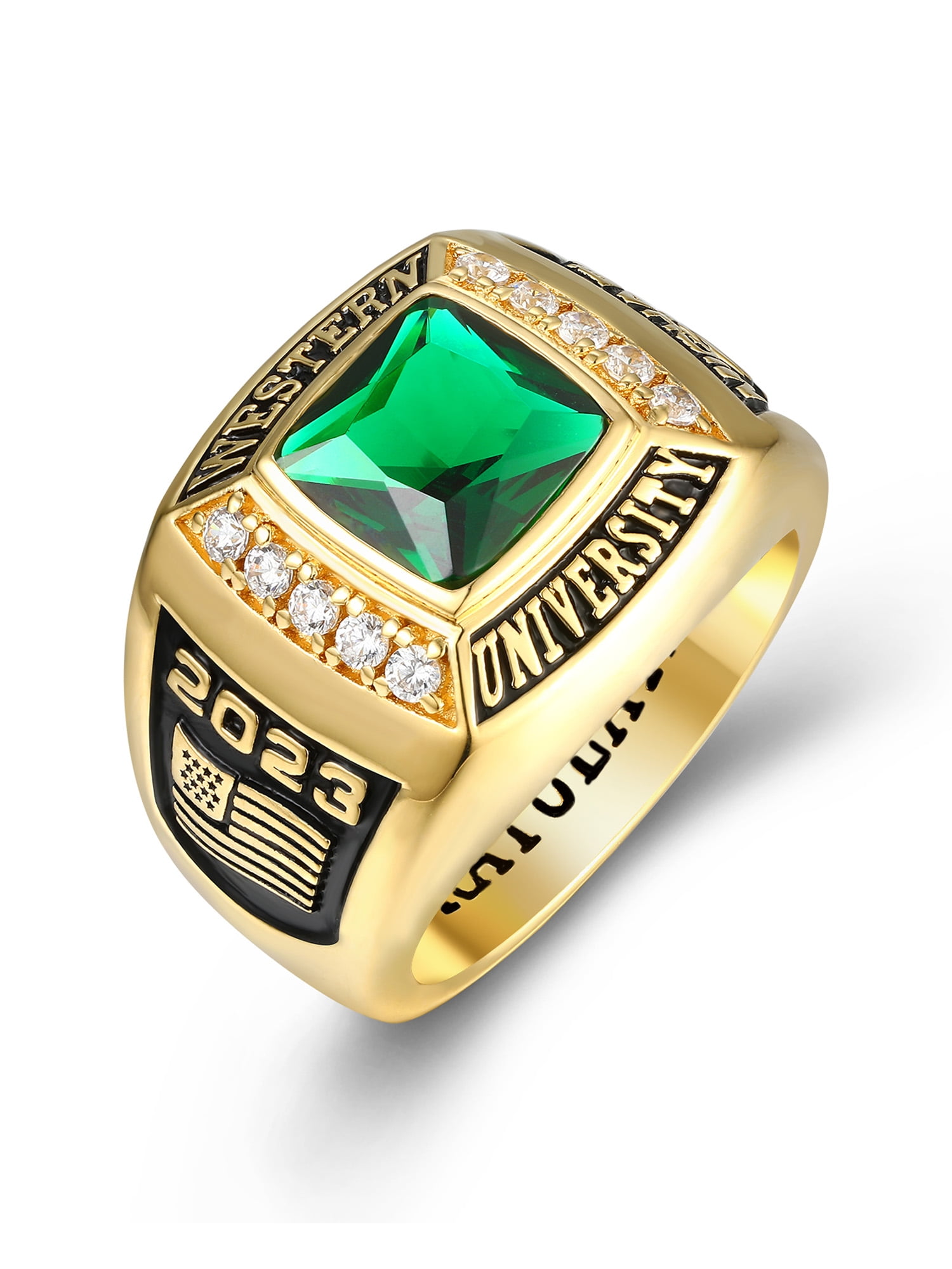 Mementos PJM Customized Men's Class Rings Sterling Silver for High School or College-Deluxe