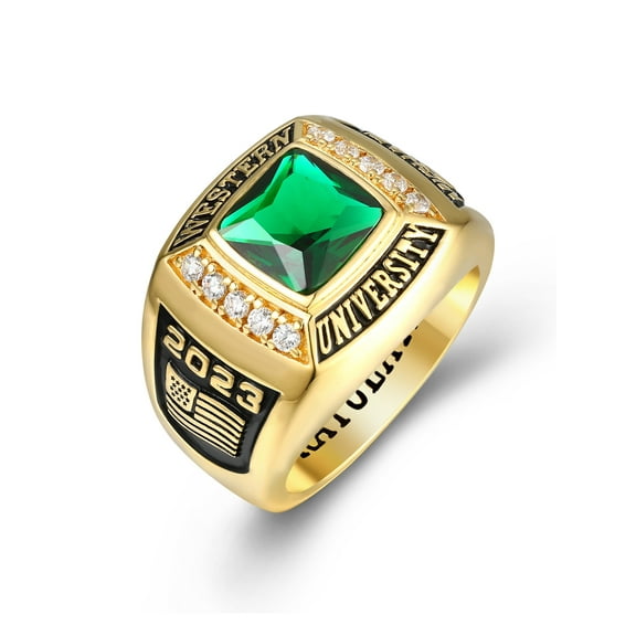 Mementos PJM Customized Men's Class Rings 10kt Yellow Gold for High School or College-Deluxe