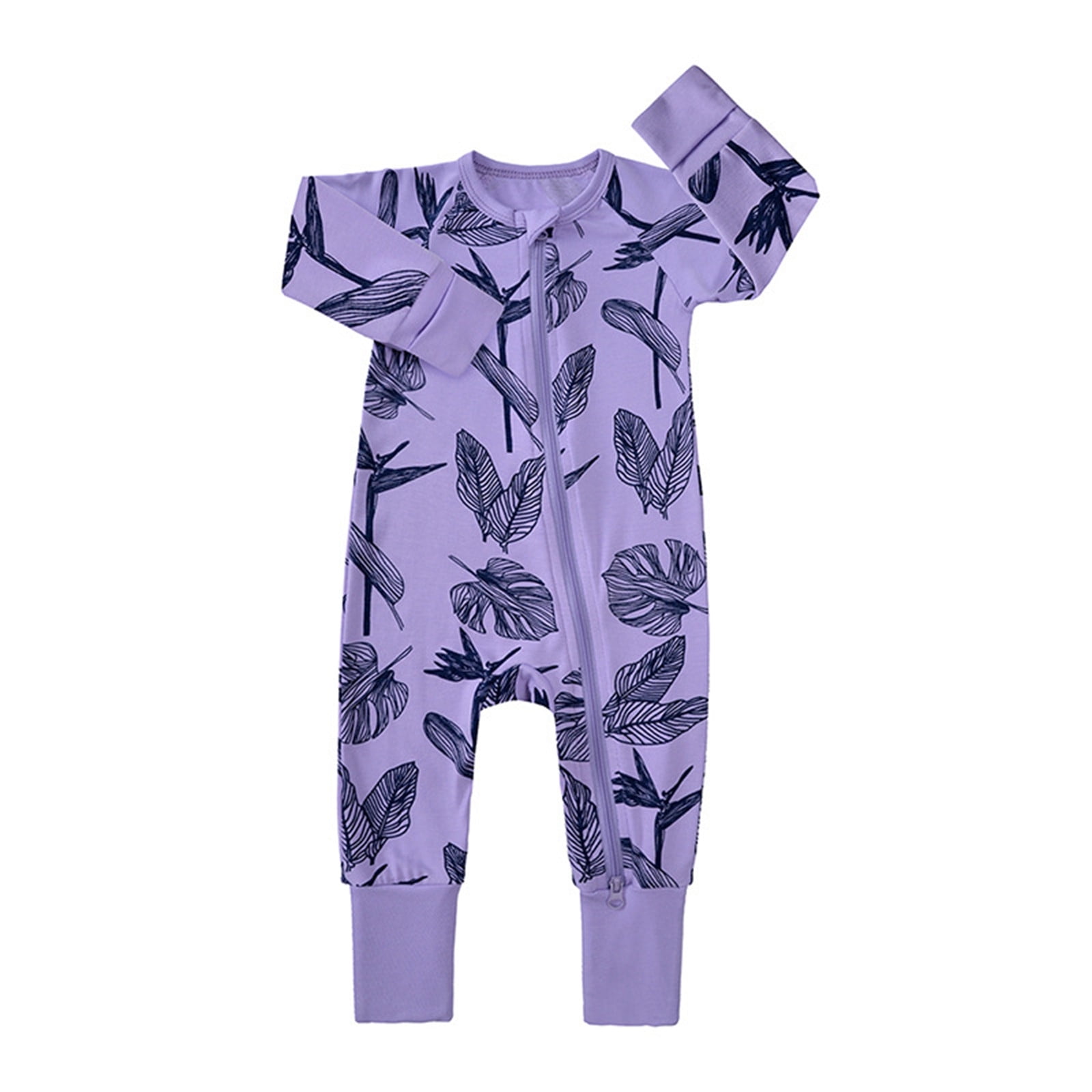 FUZHIQ 2Pcs Girls Bodysuits Zipper Long Sleeve Letter Prints Romper Jumpsuits Jumpsuit One Piece Newborn Infant