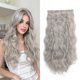 thumbnail image 1 of Extensiones de cabello blanco StrRid con clip ondulado de 18.0 in de largo, clips gruesos sintéticos en postizos para mujeres, 5 piezas, no se anudan fácilmente, extensión invisible natural para bodas, 1 of 5