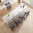 thumbnail image 4 of HomeZeer 26" Bar Stools Set of 2, Swivel Counter Height Bar Stools with Back, Upholstered Bar stools for Kitchen Island, Solid Wood Legs Bar Chairs with Footrest for Kitchen Dining Room, Gray, 4 of 7