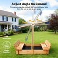 thumbnail image 5 of FUNTOK Wooden Sandbox with Cover & Canopy Adjustable in Height Angle, 48x48" Sand Box for Kids w/ 2 Foldable Bench Seats , 2 in 1 Kid Outdoor Sandbox w/ Lid for Backyard Lawn Beach, 5 of 11