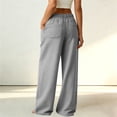 thumbnail image 5 of ClodeEU Women's Elastic Waist Straight Leg Pants,Casual Loose Trousers with Pockets Gray,Women's Plus M, 5 of 6