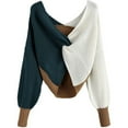 thumbnail image 1 of Jersey de punto elegante con cuello en V y bloques de color para mujer, 1 of 5