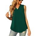 thumbnail image 6 of Uvplove Women's Summer Sleeveless Chiffon Tank Tops Loose Casual V Neck Shirt Dark Green S-2XL, 6 of 7