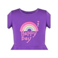 thumbnail image 4 of Robe Fille Violette Arc-en-Ciel Cœur Jour Heureux Coton Manches Courtes Décontractée 8 Ans, 4 of 8