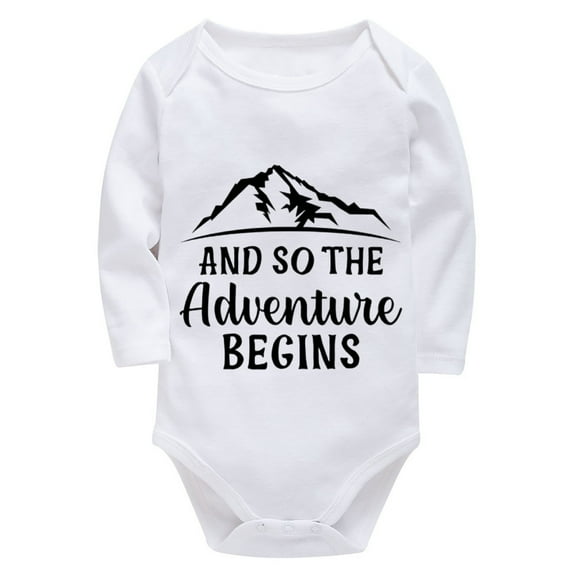 And So The Adventure Begins Newborn Outfits for Girls Hospital Long Sleeve Cute Newborn Boy Clothes White Baby Girls' Bodysu