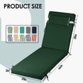 thumbnail image 3 of Outdoor Lounge Chair Cushions, 72×21×3in High-Density Foam Chair Cushion with Ties and Pillow, Anti-fading Patio Chaise Lounge Cushions for Pool & Beach（2pc, Dark green）, 3 of 6