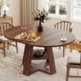 thumbnail image 2 of Hawsaiy 43.3-59 in Extendable Oval Dining Table for 4-6, Space-Saving Round Kitchen Table with Hidden Leaf Storage & Bottom Shelf for Small Space, Walnut, 2 of 10