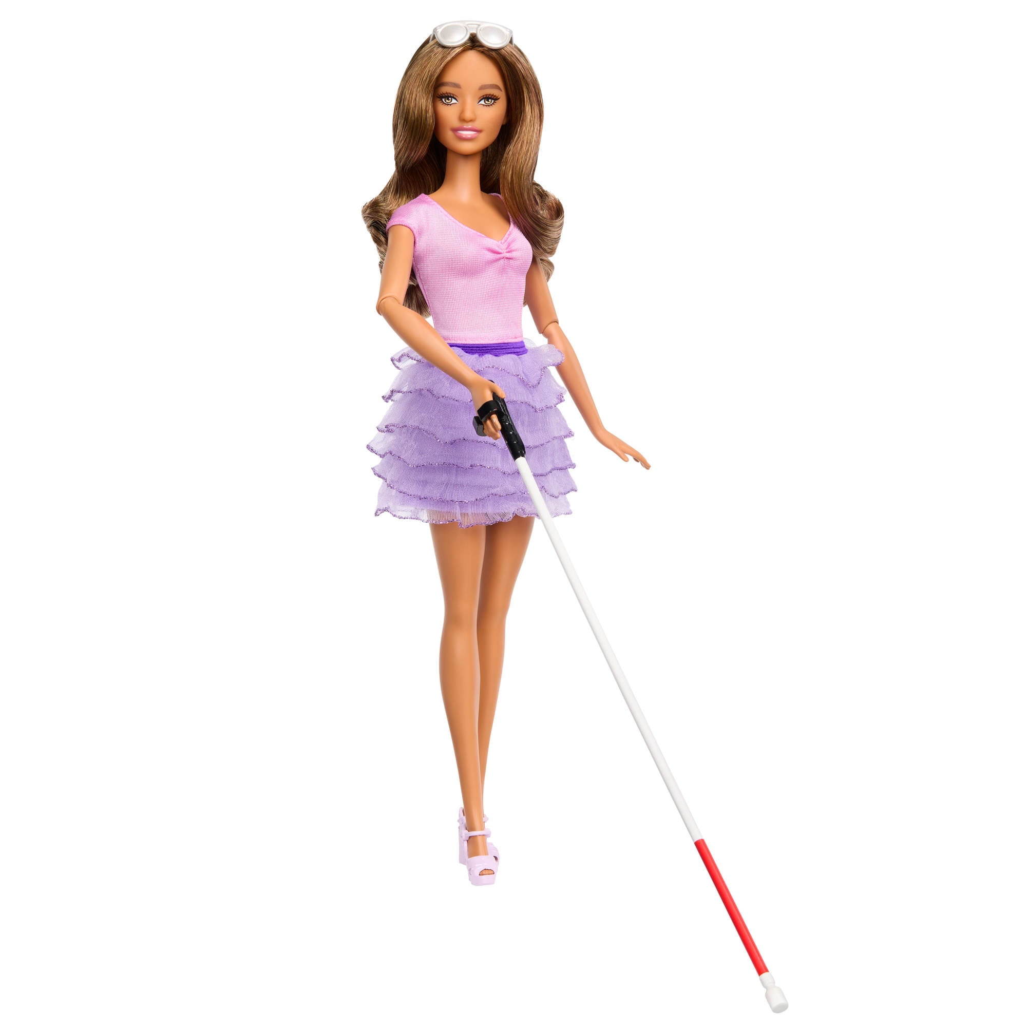 Barbie Fashionistas Doll 228 Blind Barbie Doll Wearing Pastel Outfit with Cane and Sunglasses