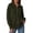 Army Green, variant on Women's Ribbed Full Zip Sweat Jacket, Long Sleeve Collared Coat with Pouch Pocket, Sizes S-2XL