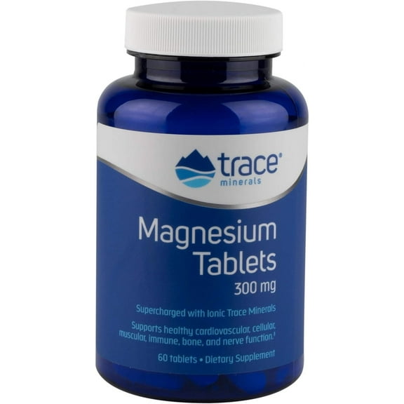 Trace Minerals | Magnesium Tablets | Supports Normal Cellular, Muscle, Immune, Bone, and Nerve Function | Unflavored | 60 Tabs 300mg