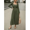 thumbnail image 3 of Women's Long Sleeve Maxi Dress Fall Crewneck Knit Casual Solid Wedding Guest Flowy Long Dress with Pockets, 3 of 5