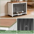 thumbnail image 3 of MEDEHOO 33.3’’ Dog Crate Furniture, Folding Dog Crates with 360° Rotating Bowls, Wooden Puppy Cage Kennel with Metal Frame for Small & Medium Dogs Indoor, Removable Tray and Floor (White), 3 of 8