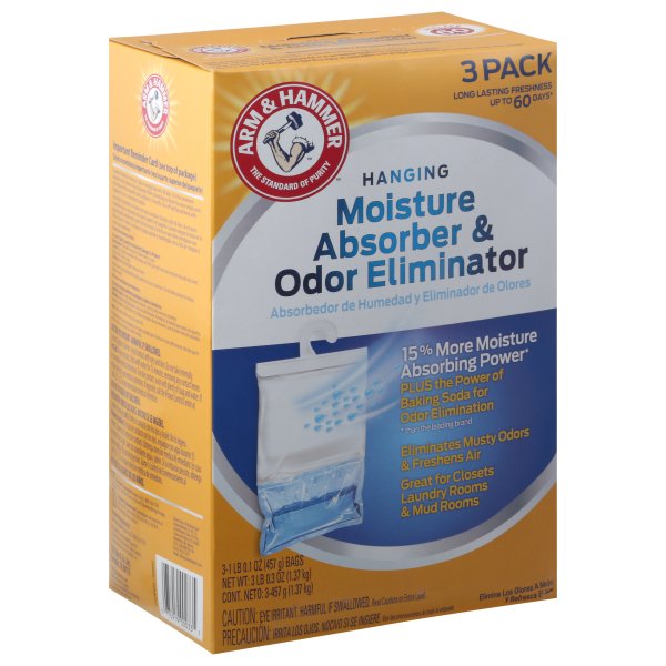 16 Oz. Moisture Absorber And Odor Eliminator Hanging Bag (3Pack