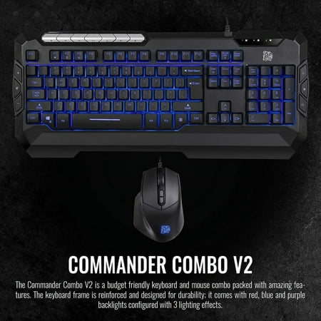 UPC: 0841163073209 | Thermaltake Commander Combo V2: Gaming Keyboard & Mouse  2500 DPI  3-Color Backlights  CM-CMC-WLXXMB-US