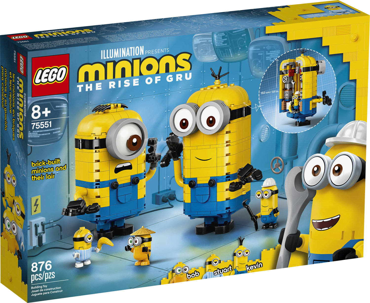 LEGO Minions: Brick-Built Minions and Their Lair (75551) Building Kit for Kids, Great Birthday Present for Kids Who Love Minion Toys and Kevin, Bob and Stuart Minion Characters (876 Pieces) - image 4 of 5