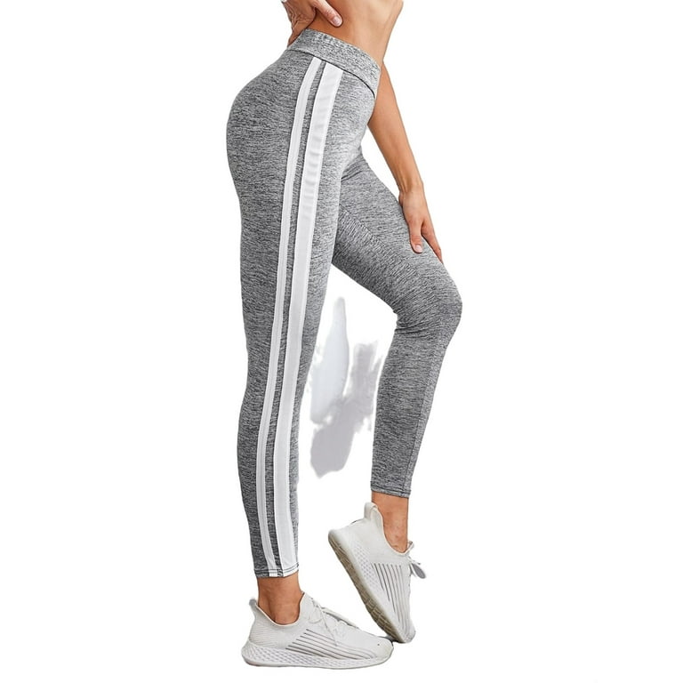 Women's High Stretch Striped Tape Side Yoga Leggings XL