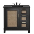 thumbnail image 3 of Modway Dixie 36" Solid Wood Bathroom Vanity Cabinet with Tapered Legs in Black, 3 of 12