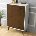 thumbnail image 5 of Pemberly Row Mid-Century Rectangular Wood 5-Drawer Dresser in White, 5 of 7