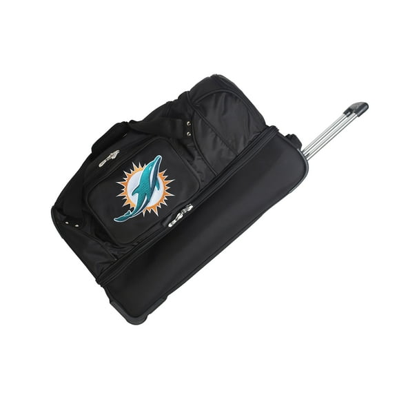 MOJO Miami Dolphins Black 27'' 2-Wheel Drop Bottom Rolling Duffel Bag