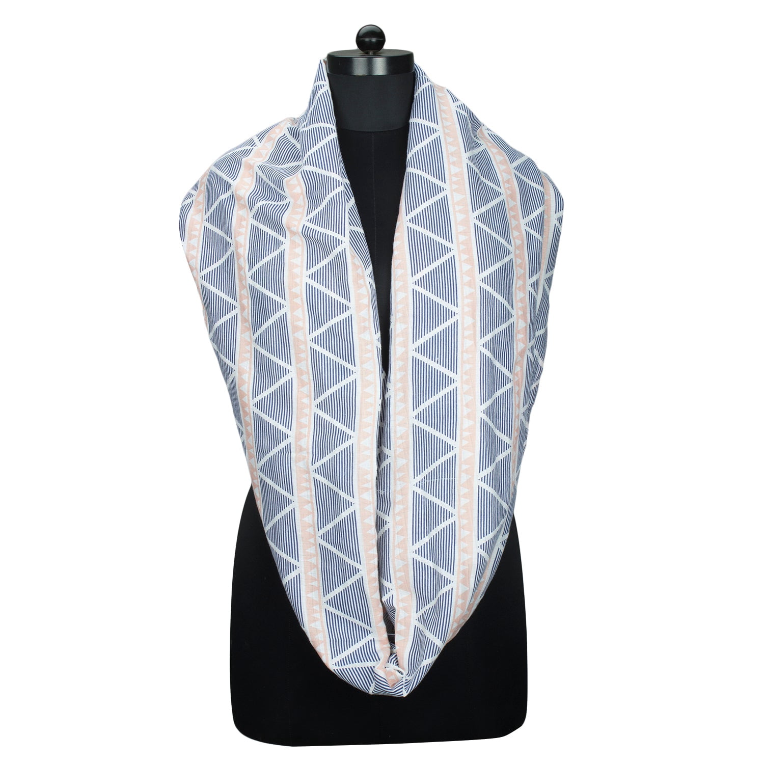 Bacati - Emma Large Triangles Coral/Navy Blue Muslin Nursing Scarf