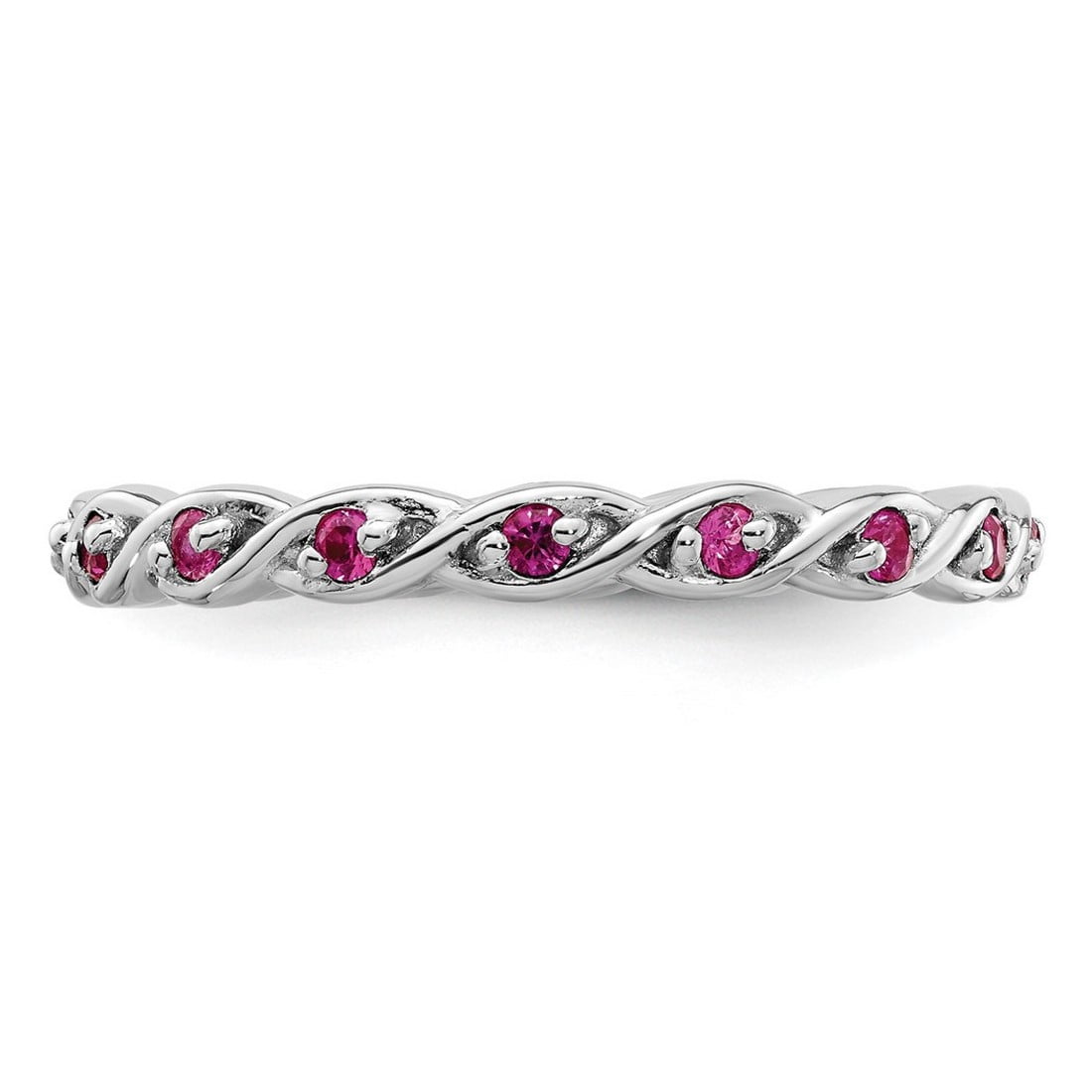 2.5mm 925 Sterling Silver Polished Prong set Stackable Created Ruby Ring Size 6 Stackable Ring for Women