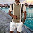 thumbnail image 2 of Afdoent Polo Shirts For Men Color Block Zip Short Sleeve Polo Shirt Casual Knit Breathable Activewear Tennis Sportswear Leisure, 2 of 4