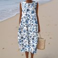 thumbnail image 2 of Women's Summer Maxi Dress 2060 Sleeveless Round Neck Floral Elegant Temperament Dress Casual Loose Long Beach Sundress Travel Vacation Outfits, 2 of 2
