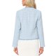 thumbnail image 3 of Blazer de Tweed a Cuadros INSPIRE CHIC para Mujer, Chaqueta de Oficina de Manga Larga y Frontal Abierto, Talla M Azul, 3 of 6