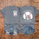 thumbnail image 2 of Camisetas de Manga Corta para Mujeres Beisbol Amor Doble Cara Impresión Cuello Redondo Camiseta, Top de Verano Casual, 2 of 3
