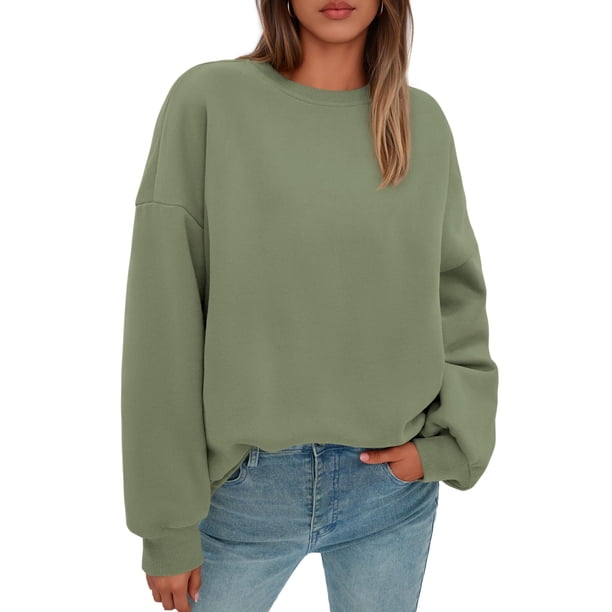 Sudadera PRETTYGARDEN Oversized Cuello Redondo Verde Bosque XL
