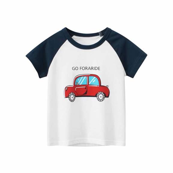 piuwrlz Baby T-Shirt T-Shirt Printed Round Neck English Casual Shirt Navy Size 4-5 Years