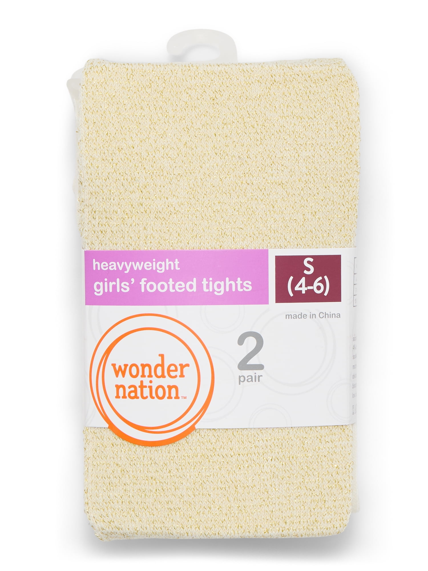 Wonder Nation Girls Lurex Tights, 2-Pack, Sizes S-L