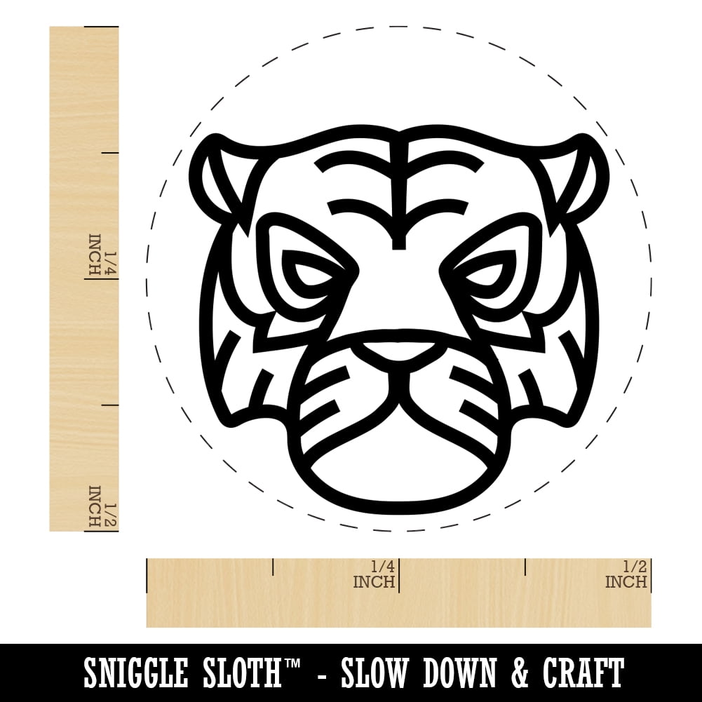 Tiger Head Icon Self-Inking Rubber Stamp Ink Stamper - Dry Pad (No Ink) - Mini 1/2 Inch
