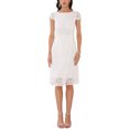 thumbnail image 1 of INSPIRAR CHIC Vestidos Midi de Cóctel para Invitadas de Boda con Mangas de Encaje Floral y Cuello Barco Blanco 2XL, 1 of 6