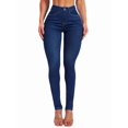 thumbnail image 1 of Vaqueros de Cintura Alta para Mujer, Elásticos, Ajustados, con Bolsillos, Mezcla de Algodón Suave y Transpirable Azul Oscuro L, 1 of 7