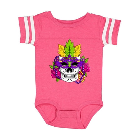 

Inktastic Mardi Gras Skull with Masquerade Mask Gift Baby Boy or Baby Girl Bodysuit