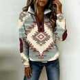 thumbnail image 4 of Maqroz Women's Sage Western Sweatshirt Aztec Diamond Graphic Quarter Zip Fleece Pullover Stand Collar Casual Warm Retro Soft Tops Multicolor,S, 4 of 8