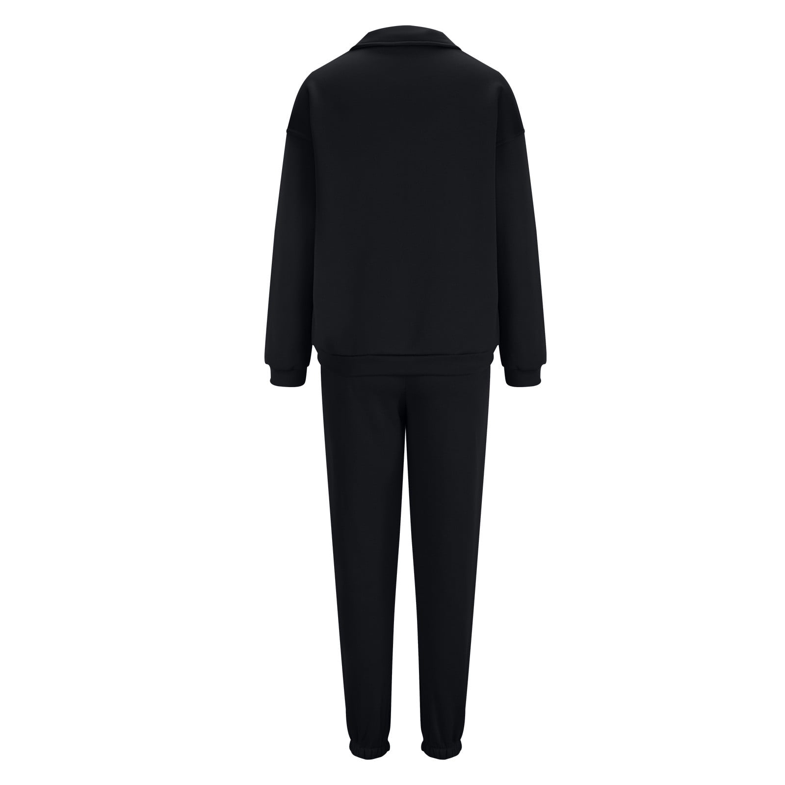QATAINLAV Womens 2 Piece Outfits Long Sleeve Sweatsuits Sets Solid Casual Half Zip Sweatshirts and Joggers Sweatpants Fall Clothes Ofertas Flash Black 4XL