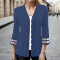 thumbnail image 2 of Vedolay Women's Knit Cardigan Sweater Button Down Long Sleeve Shirts Women's Fashion Casual Shirt Navy,M, 2 of 4