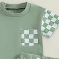thumbnail image 6 of Baby Boy Summer Clothes Toddler Boys Outfit Plaid Patchwork Short Sleeve T-Shirt Tops and Stretch Shorts Set, 6 of 6