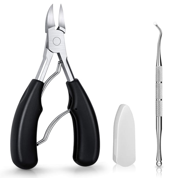 Cortaúñas de los pies de grado médico Cortaúñas para uñas gruesas o herramienta para uñas encarnadas Cortaúñas afiladas de acero inoxidable para pedicura para los pies Mango de goma para adultos. (Neg