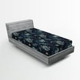 thumbnail image 2 of Ambesonne Boho Forest Fitted Sheet, Exotic Leaf Pattern, Twin Size, Charcoal Grey and Plum, 2 of 5